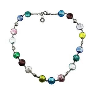 Antica Murrina Venezia Italian Multicolor Foil Art Glass Beaded 19" Necklace